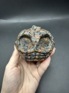 Rhyolite Stone Crystal Pumpkin Carving Jack O Lantern 690g