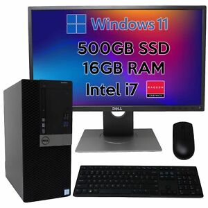 Dell i7-6700 Desktop Computer PC 500GB SSD 16GB AMD Radeon Windows 11