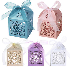 1/25/50/100PCS Luxury Wedding Favours Favor Boxes Love Heart Sweet Candy Boxes