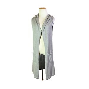 CABI Size XS Grey Hooded Sleeveless Duster Sweater Cardigan 5412
