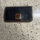Dooney and Bourke Black/Blue Pebble Leather Phone Credit Card Case Wallet