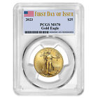 2023 $25 American Gold Eagle 1/2 oz PCGS MS70 FDOI Flag Label