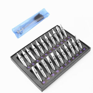 22Pcs 304 Stainless Steel Tattoo Nozzle Tips Needle Tube Kit Supply With Brushes