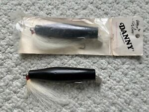 2 Vintage Gibbs Lures Danny Black Oringinal Stock 4 1/2 inch 1 1/2 Ounce Plugs
