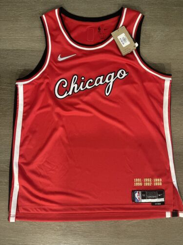 100% Authentic Nike Chicago Bulls City Edition 75th NBA Swingman Jersey Red XL