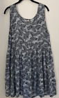 Sleeveless Summer Comfy Loose Fit Dress Gray & Black Fern 100% Rayon One Size