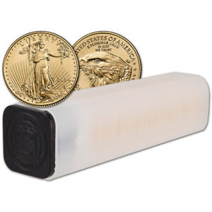 2024 American Gold Eagle 1/10 oz $5 - 1 Roll Fifty 50 BU Coins in Mint Tube