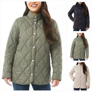 32 Degrees Women's Quilted Mock neck Fully Lined Snap Jacket Coat