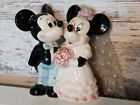 VTg Disney Mickey Minnie Mouse Bride Groom Ceramic Salt Pepper Shaker Cake Toppr