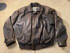 VINTAGE Leather Jacket Mens M Brown Full Zip Biker Bomber Coat Luis Alvear  90s