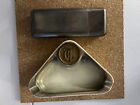 Vintage Hyde Park Ceramic Ashtray No. 1940 U.S.A. Metal Medallion & Cigar Holder