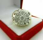 10k Solid Yellow Gold 3. CT Round Certified Moissanite Cluster Mens Wedding Ring