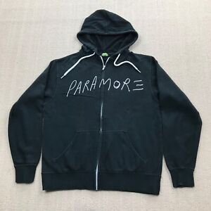 Paramore Band Hoodie Sweatshirt Mens Medium Black Zip Up Distressed Faded Hayley