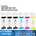 6PC PFI-102 Refillable Ink Cartridge With Chip For Canon iPF500 510 600 605 610