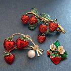 Fashion Red Strawberry Enamel Pearl Brooch Pin Corsage DIY Bouquet Women Jewelry