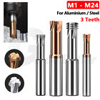 M1 to M24 Solid Carbide Thread Mill 3 Teeth Nano Coated for Aluminium,Steel,CNC