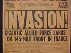 VINTAGE NEWSPAPER HEADLINE~ WORLD WAR 2 INVASION D-DAY FRANCE INVADED WWII  1944