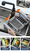 Adjustable Kitchen Dish Drying Sink Stainless Steel Rack Drain Strainer Basket