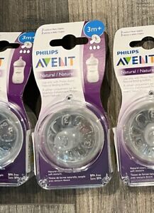 Phillips Avent Replacement Bottle Nipples Natural Medium Flow 3m+ Size 3