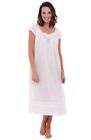 Alexander Del Rossa Womens  100% Cotton Nightgown Cap Sleeve Victorian Sleepwear
