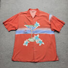 Tulliano Shirt Men's Large Red Pink Coral Colored Short Sleeve Button Up Martini