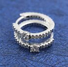 New 100% Authentic 925 Sterling Silver Sparkling Crystal Hoop Earrings