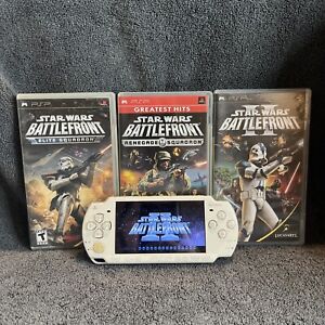 PSP Darth Vader Star Wars White Console - Charger & Battlefront Games Lot AS IS!