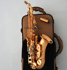 Satin Gold Curved Soprano Saxophone Bb Key High F# Sax Abalone Shell ltalian pad