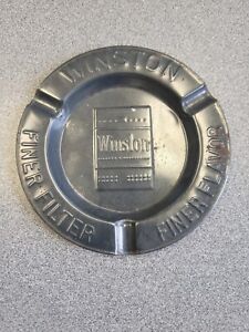 (4) Winston Vintage Cigarette Small Pressed Tin Metal Ashtrays - 3.5
