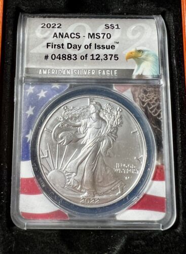 2022 Silver Eagle ANACS-MS70 First Day of Issue 4,883 Of 12,375