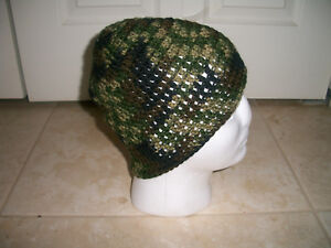 Handmade Crochet Adult Camo Hat Cap Beanie Camouflage Army Military Zac Brown