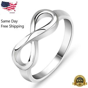 Infinity Jewelry Silver Plated Rings for Women Gifts Wedding Party Rings Sz 6-10