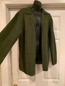 NWOT Talbots large L green wool & cashmere blend long slv cardigan sweater shirt
