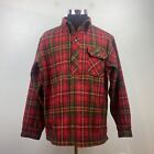 LL Bean Maine Vintage 1980s Trapper Pullover Tartan Plaid Wool Jacket Size Large