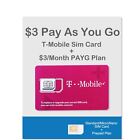 T-Mobile Prepaid Pay As You Go $3/Month Plan and Sim Card $0.1 per Text/Min