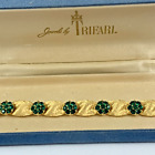 Vintage Crown Trifari Ribbon Bracelet Green Rhinestone Birthday May Org Box