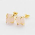 Rose Quartz Stud Earrings Gemstone & Gold Studs Pink Earrings Dainty Earrings
