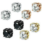 Stainless Steel 6mm Magnetic Non-Piercing Fake Stud Earrings Clear CZ Lobe NEW