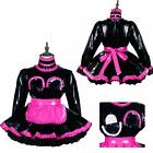 French Maid Sissy Girl lockable Black PVC Dress cosplay costumes Tailor-made