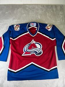Vintage Colorado Avalanche CCM Hockey Jersey Adult XL Made in Canada Patrick Roy