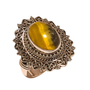 Bumble Bee Eclips Jasper Solid 925 Sterling Silver Ring s.8 S216 (SR-85)