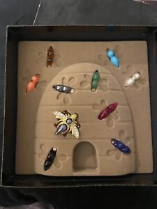 Joan Rivers Classic Collection Colored Interchangeable Bee Pin 10 Pc with Box