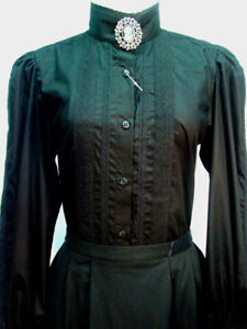 Victorian Black Grace Blouse Frontier Classics Pioneer Old West Free Brooch S-3X