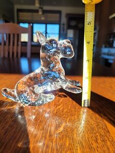 Large, Heavy, Clear Hand Blown Glass Scottish Terrier 