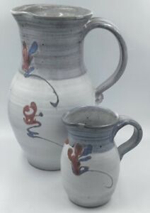 New ListingPair of Vintage 1991 Studio Art Pottery Pitchers Jugs Vase Artist Signed &...