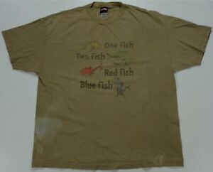 Rare Vintage DR. SUESS One Fish Two Fish Red Fish Blue Fish 2001 T Shirt 90s 2XL