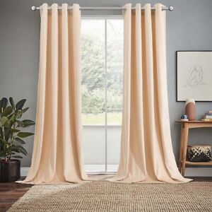 Heavily Shaded Velvet Curtains Rod Pocket Panels, Set of 2