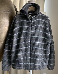 BRUNELLO CUCINELLI 100% Cashmere Striped Monili Sweater Cardigan M/IT42 NWT