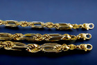 14K Two Tone Gold 10mm-12mm Milano Figaro Rope Chain Necklace Diamond Cut Real