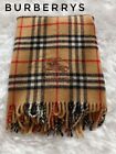 Burberry Stole Wool 100% Blanket Nova Check Large Size Horse Logo Brown Used